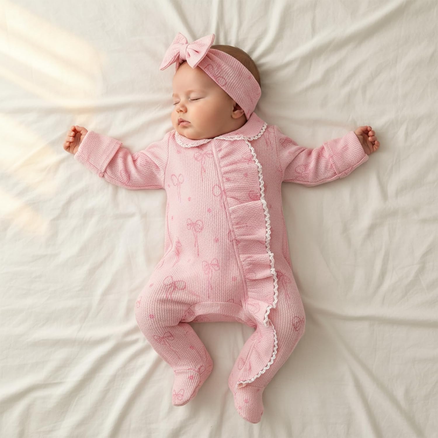 Ayalinggo Newborn Baby Girl Fall Winter Outfits Clothes Knit Jumpsuit Ruffle Romper Newborn Coming Home Outfit for Baby Girl - Image 2