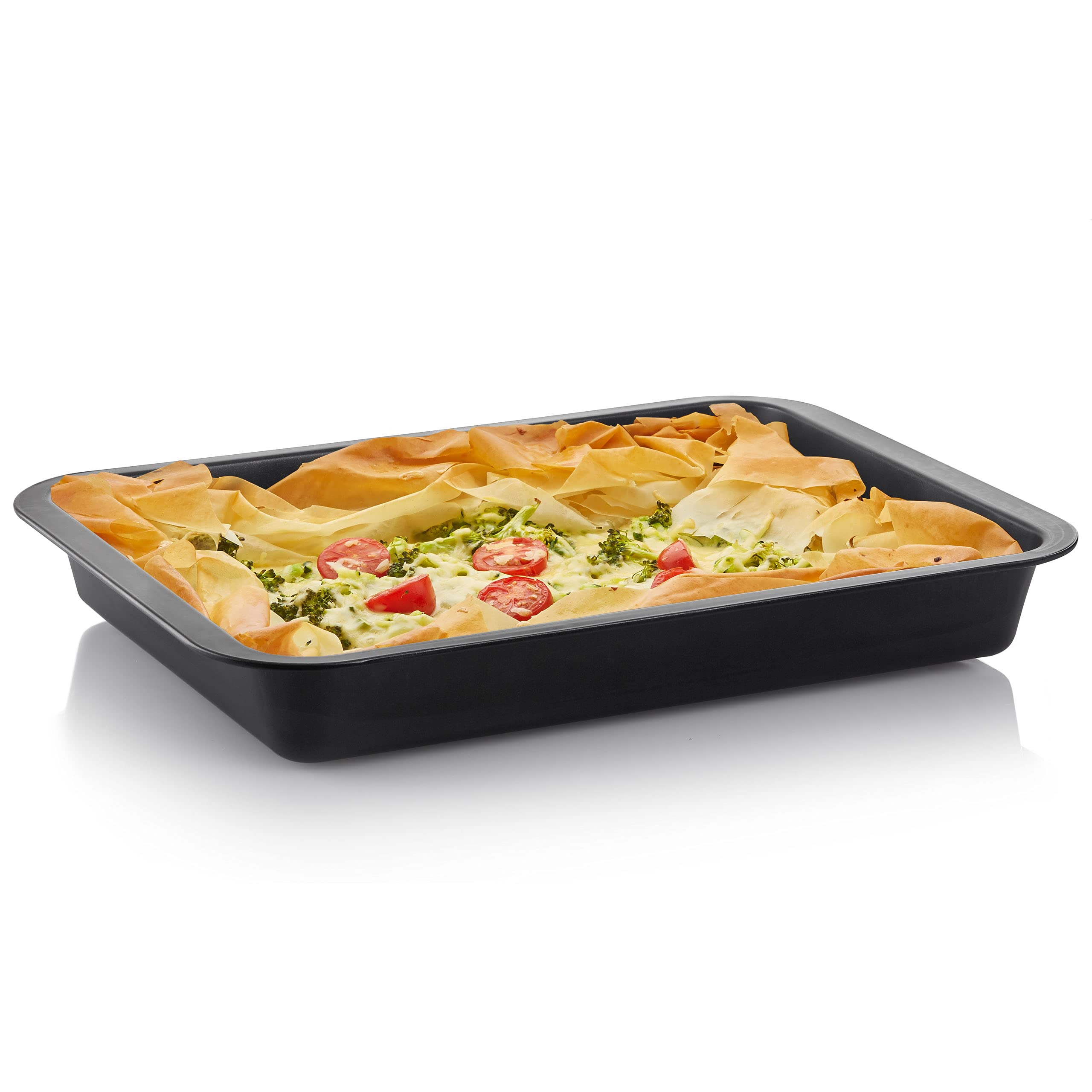 Grizzly lot de 2 Plats à Four Acier Revêtu Revêtement Antiadhésif Rectangulaire Noir 40 x 29 x 6 cm
