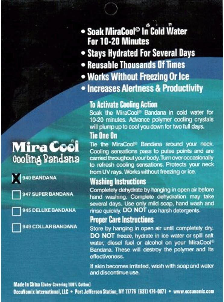 MIRACOOL COOLING BANDANA - 12 PIECE PACK - NAVY - 940-018-12