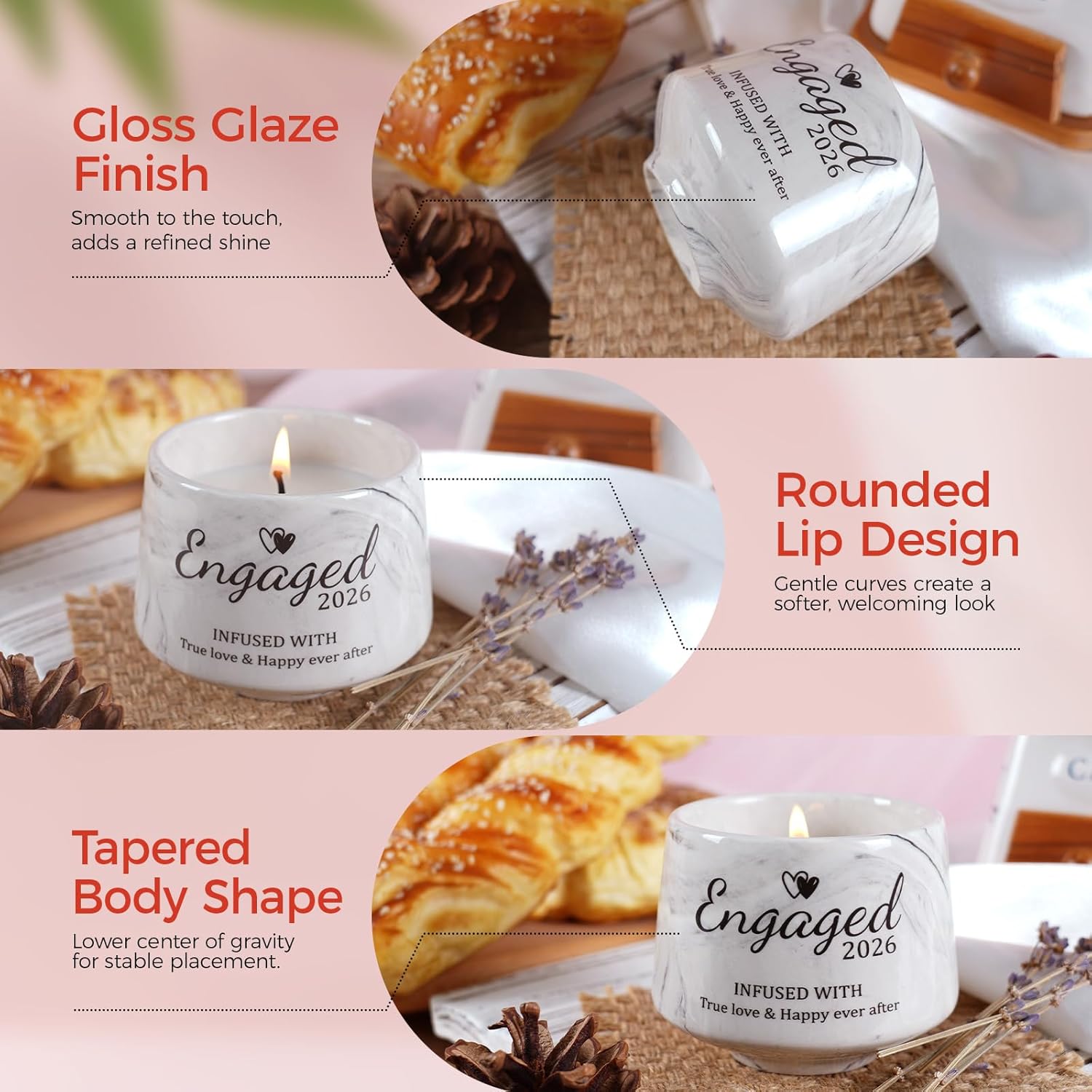 Engagement Gifts - Gift for Newly Engaged Couples, Bachelorette Bridal Shower Gift for Bride, Engagement Gifts for Her, Women, Best Engaged 2026 - Lavender Scented Candles 6 Oz - Image 2