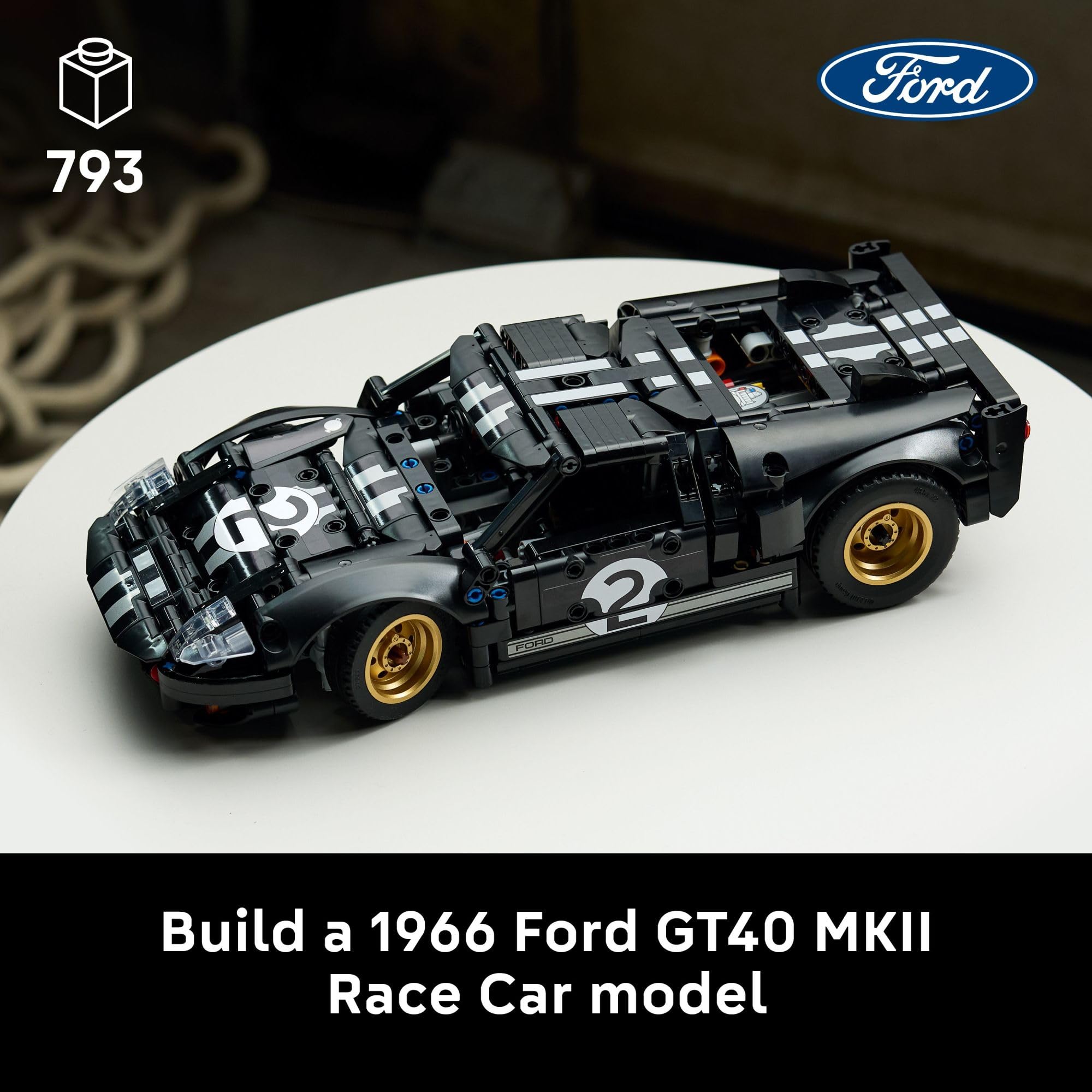 LEGO Technic 1966 Ford GT40 MKII Race Car Building Set for Adults - Collectible Toy W/Realistic Functions & Features for Adult Sports Car Fans, Ages 18+ - Gift Idea for Birthdays - 42223