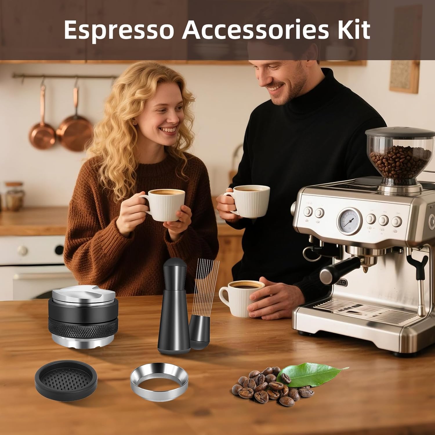 Juego de accesorios de espresso de 51 mm con herramienta WDT y embudo dosificador, se adapta a máquinas de espresso y portafiltros de 51 mm, herramientas de café barista (54 mm)