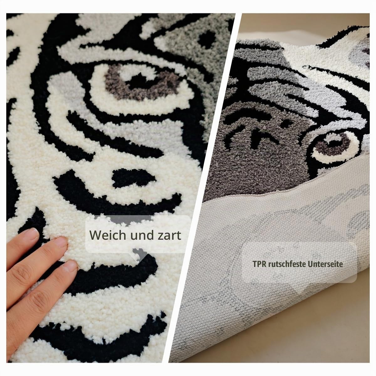 Fun tiger teppich,Kinderzimmerteppich,unregelmäßig Kinderteppich für Kinder,für Schlafzimmer Wohnzimmer Spielzimmer und Babyzimmer kinderzimmer antirutsch waschbarer Dekoration Teppiche(Eisenhaltig)