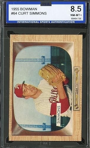 Miniatura 1 de 1955 BOWMAN #64 CURT SIMMONS ISA 8.5 PHILLIES