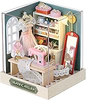 Vista 1 de CUTEROOM Juego de bricolaje para casa de muñecas en miniatura con muebles de madera, kit de casa de madera con cubierta antipolvo y luz LED