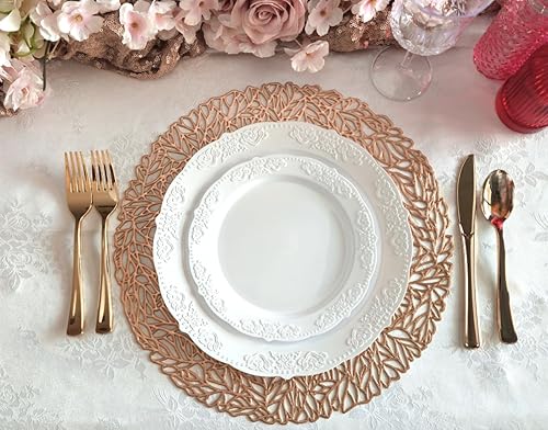 Miniatura 4 de Paquete de 20 manteles individuales metálicos de vinilo prensadodecoración de boda (oro primaveral)