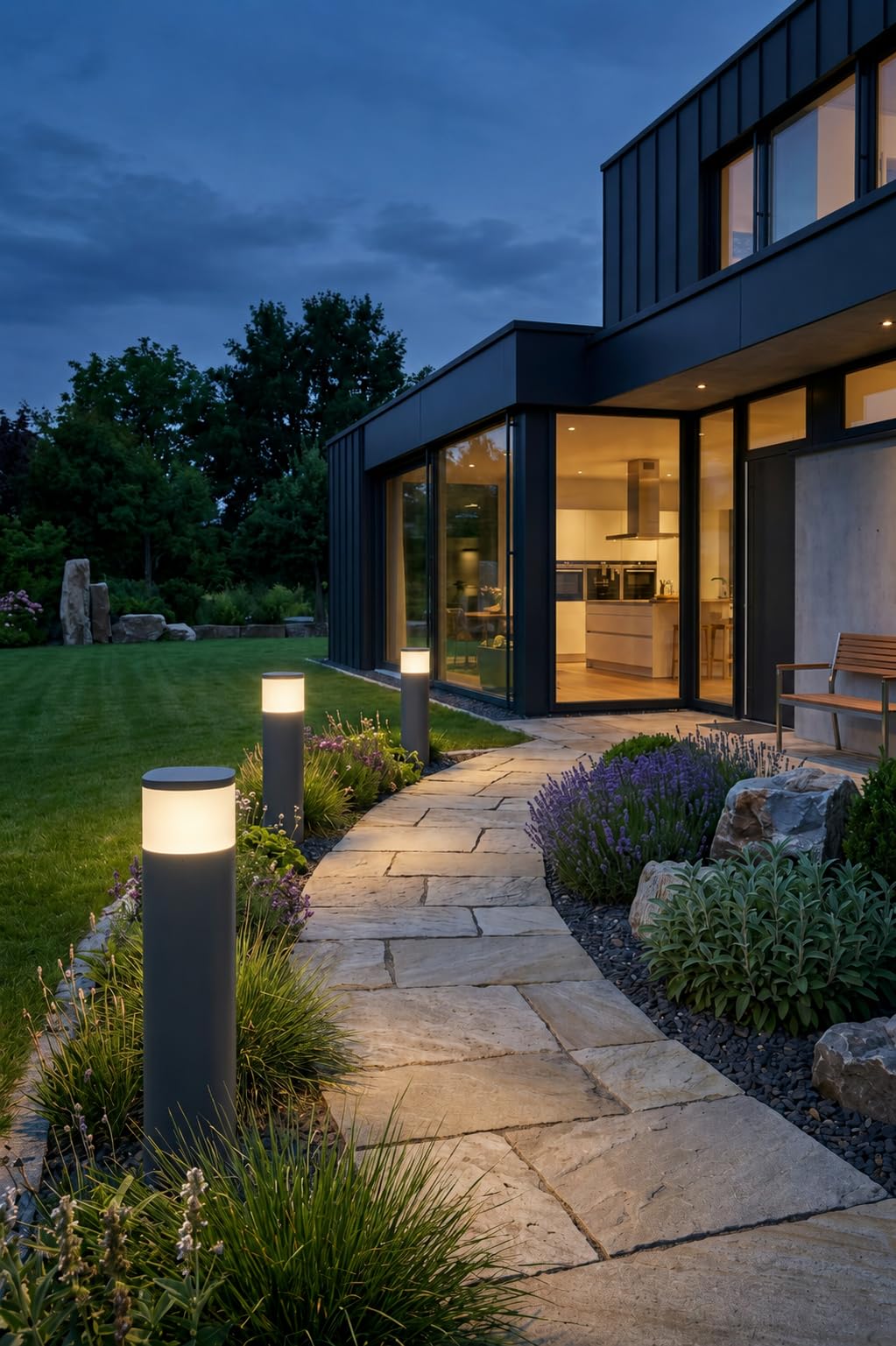 BOLD Lámpara de exterior para caminos - 350 lm, 2700 K blanco cálido, IP44 | Lámpara de jardín de 360 grados con LED G9, aluminio, estaca y material de montaje incluidos. Ideal para entradas y terrazas