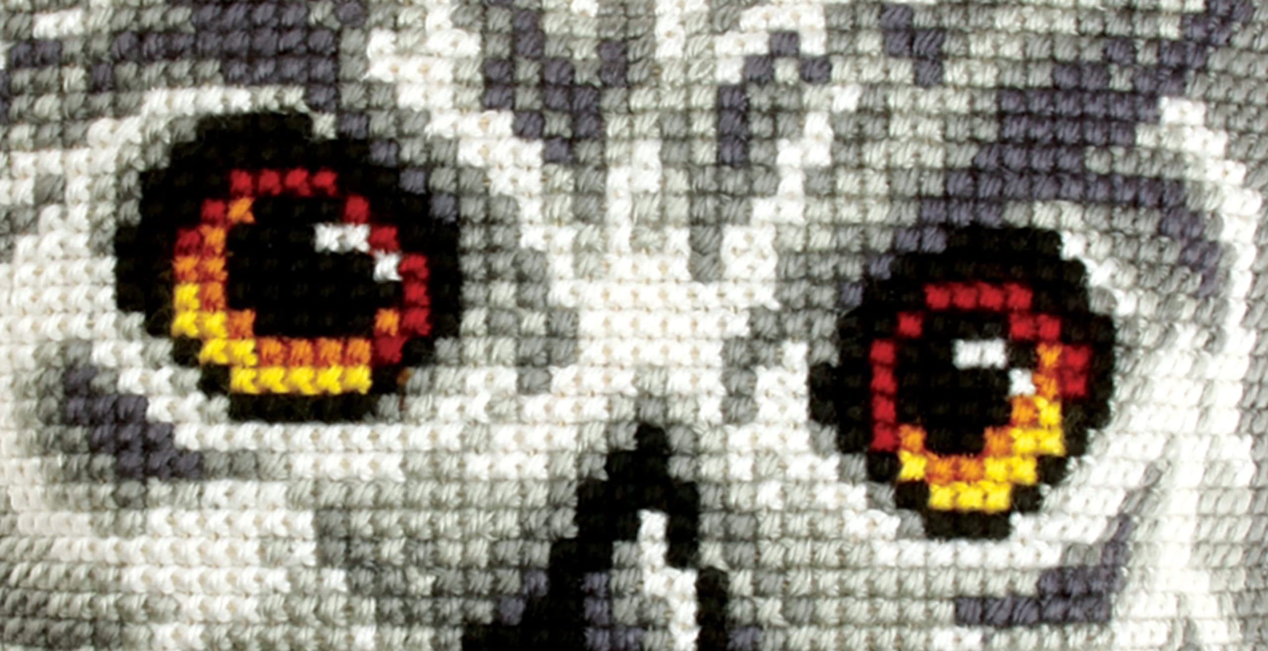 Orchidea - Cushion Cross Stitch Kit - White Owl - Printed Canvas - 4.5 Count - for Adults - 9532