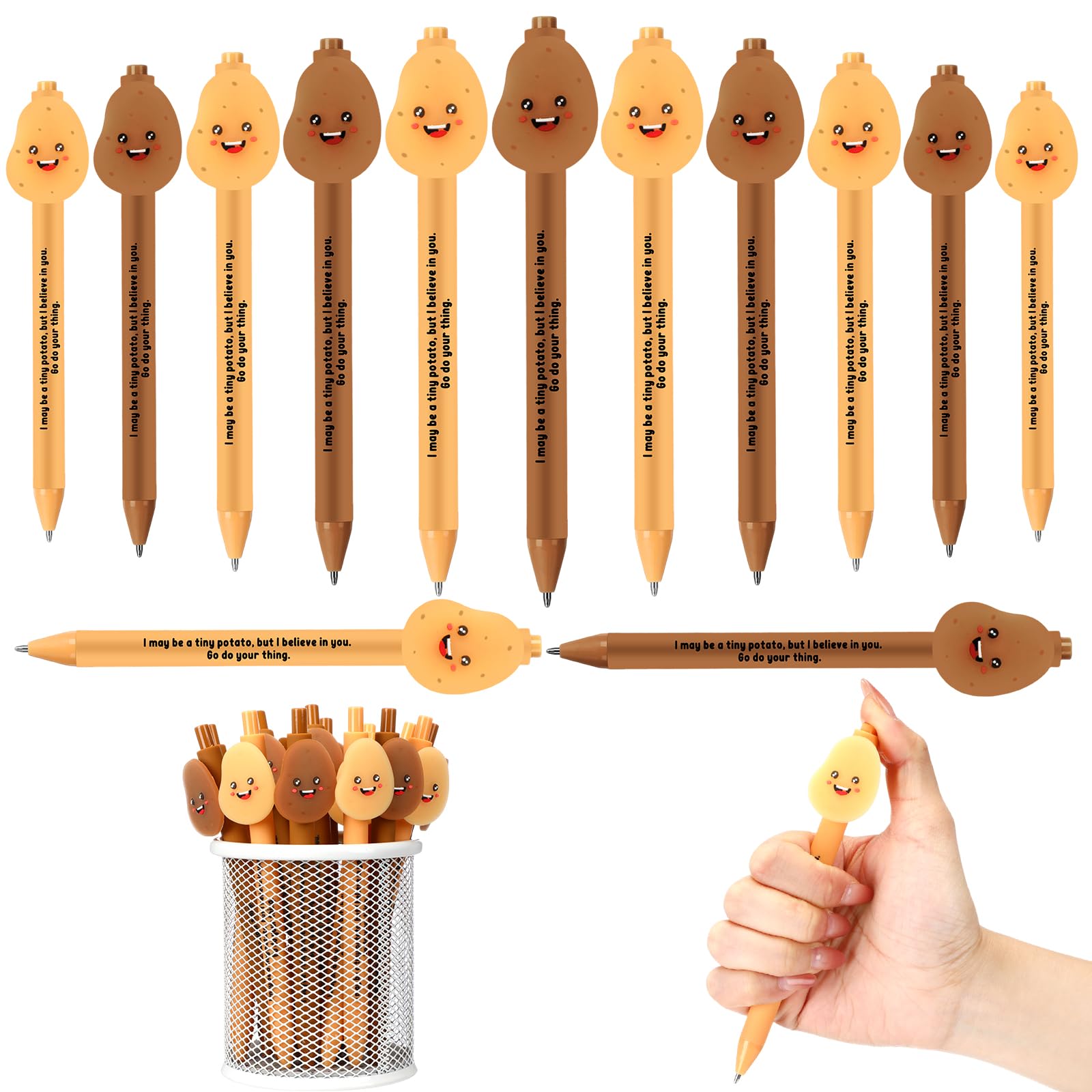 MotiMind 50 Pcs Potato Pens Bulk Luminous Positive Emotional Support Potato Pens Thank You Appreciation Gifts Bulk for Employees Coworkers Staff
