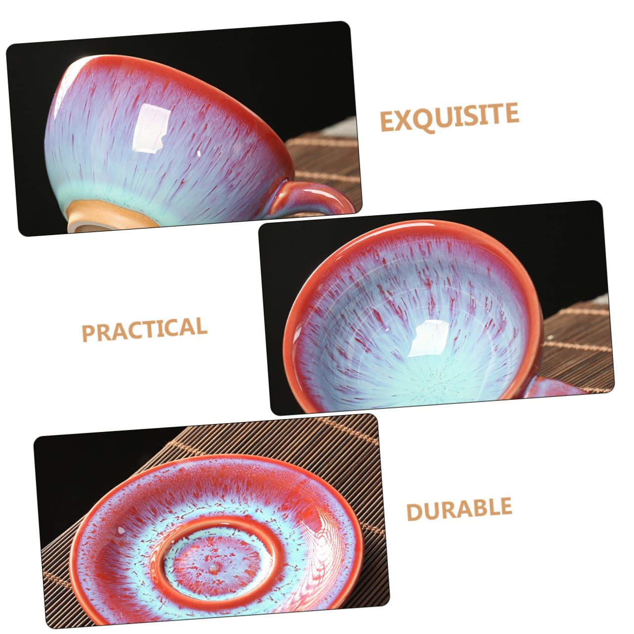 Juego de Taza y Platillo de Cerámica Roja Taza de Café con Plato Diseño Europeo para Hogar y Oficina Set Versátil para Bebidas Calientes y Frías