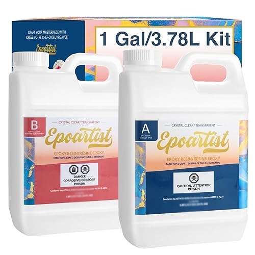 Epoxy Resin 1 Gallon Kit 3.8L Crystal Clear High Gloss Bubble Free Amazing Epoxy for River Table Tabletop Art Craft Jewelry Making Ultra Clear Anti-UV 1 :1 by EPOARTIST (1 Gallon/3.8L)