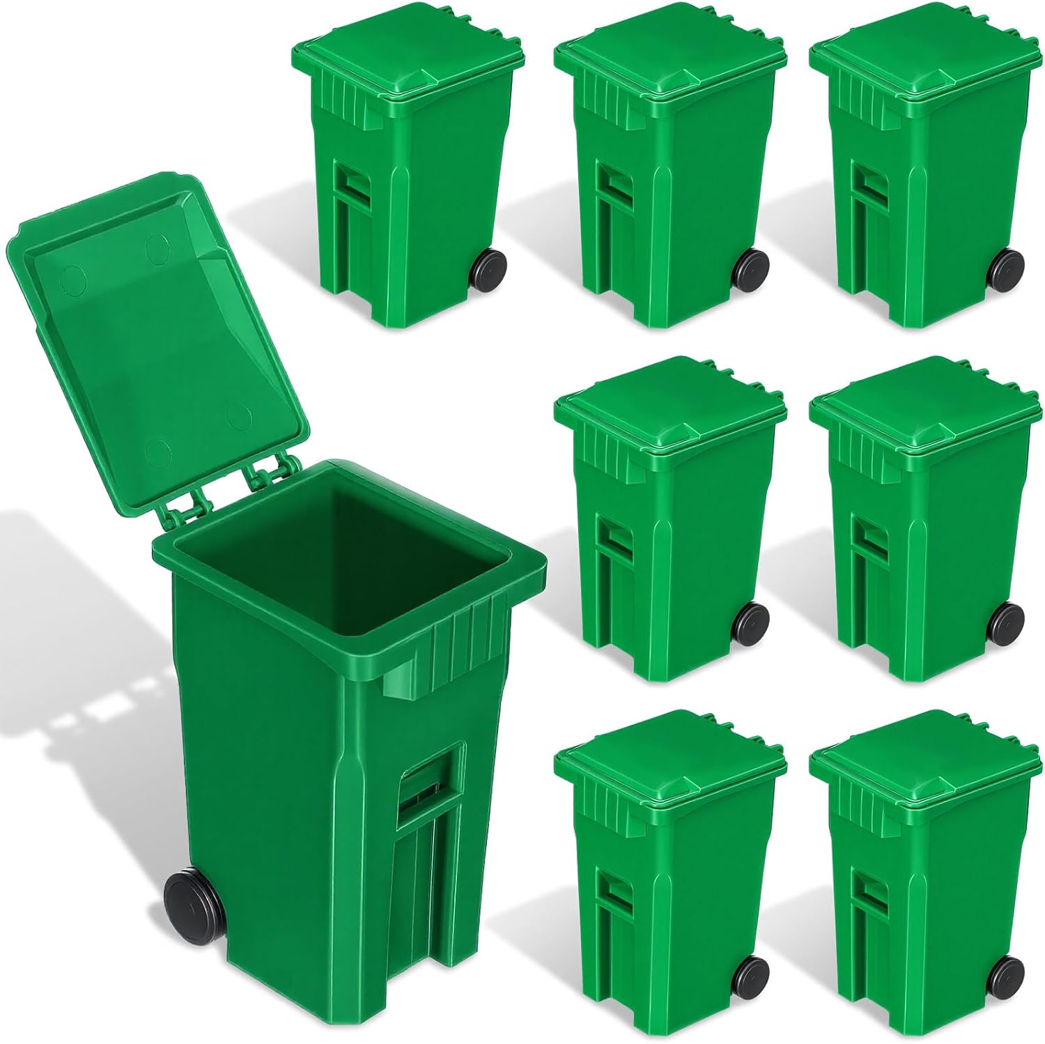8 Pcs Green Mini Trash Cans Desk Garbage Truck Party Favor