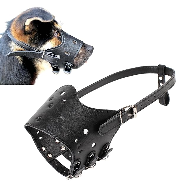 PETCUTE Bozal para Perro bozal antiladridos bozal de Perro de Cuero Comodos bozal para Perro pequeño Grandes