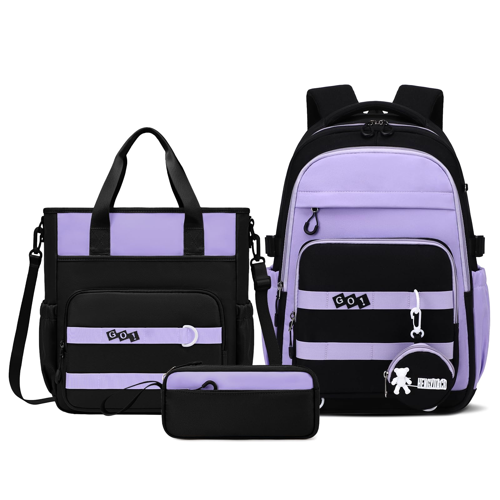 Amythe Sac à Dos Fille Collège, Ensemble de Cartable Léger, Violet