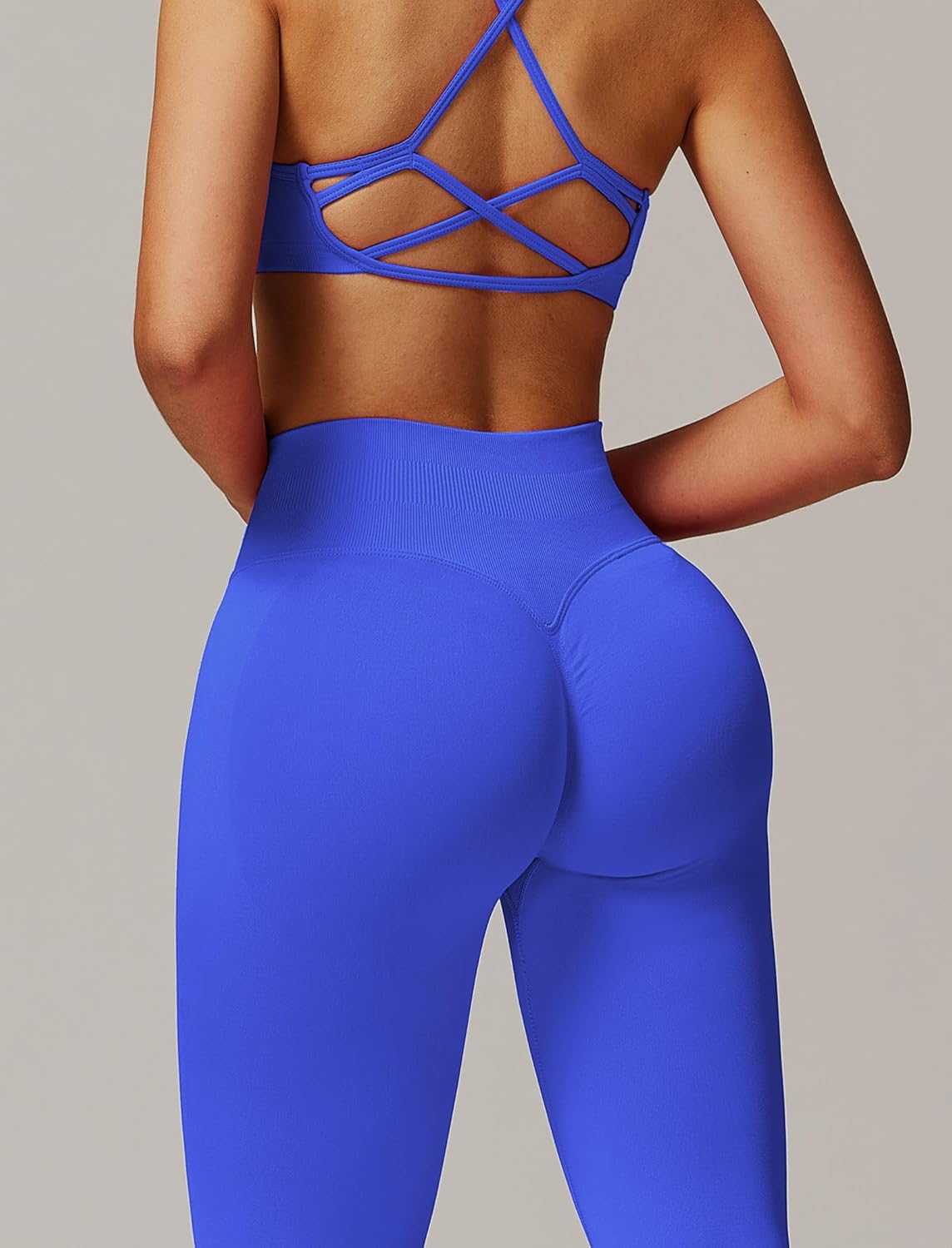 ABOCIW Workout Sets for Women 2 Piece Seamless HIgh Waist Scunch Butt Lifting Leggings Strappy Sports Bra Gym Outfits