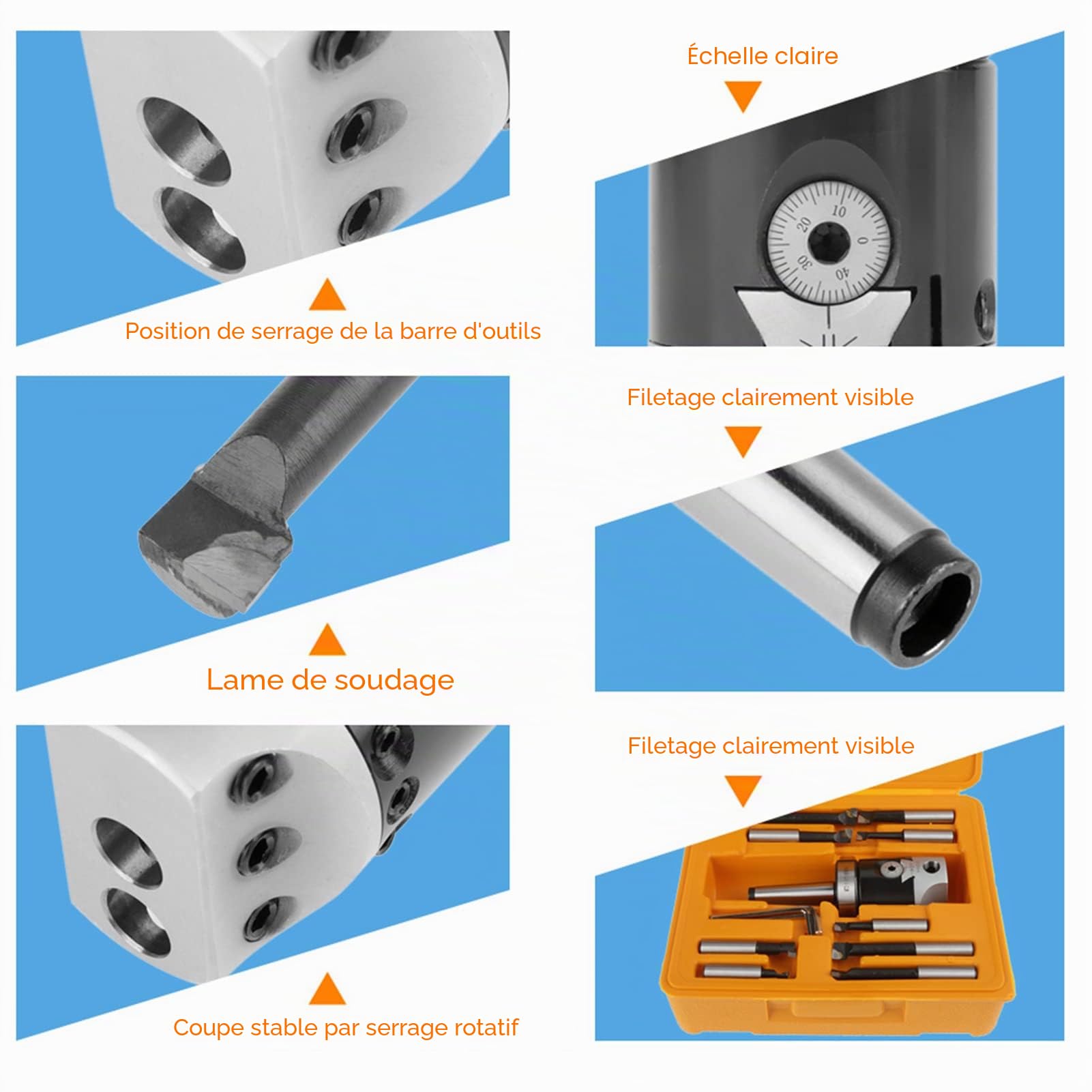 Lot de 12 Têtes D'alésage en Carbure de Tungstène Barres D'alésage MT2 à M10 F1 à 12 Tête D'alésage 50 Mm avec 9 Barres D'alésage 12 Mm Accessoires de Fraiseuse