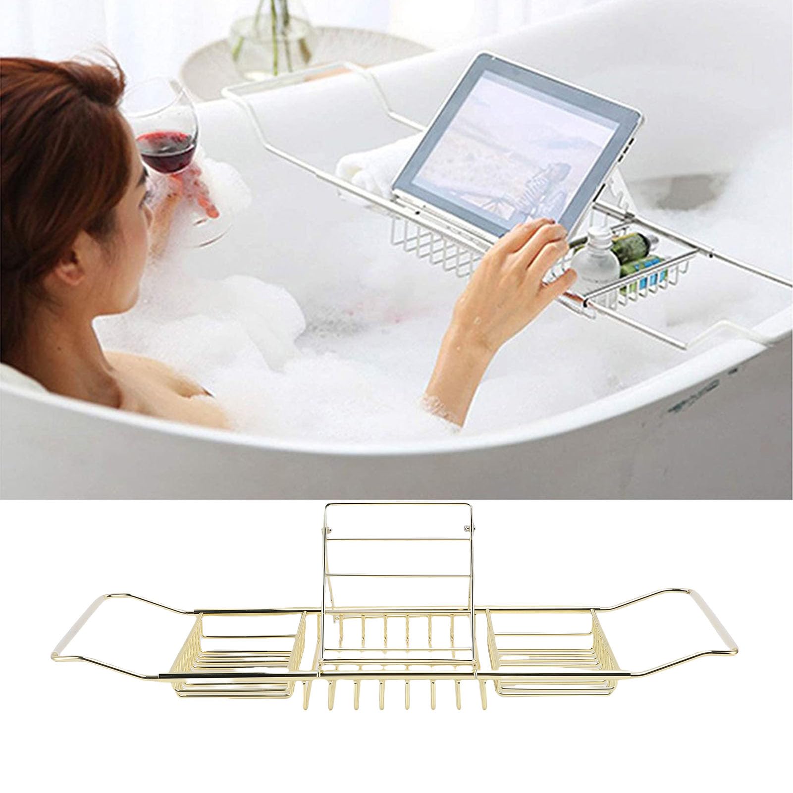 Annadue Bandeja para Bañera de Ducha de Acero Inoxidable Extensible sobre