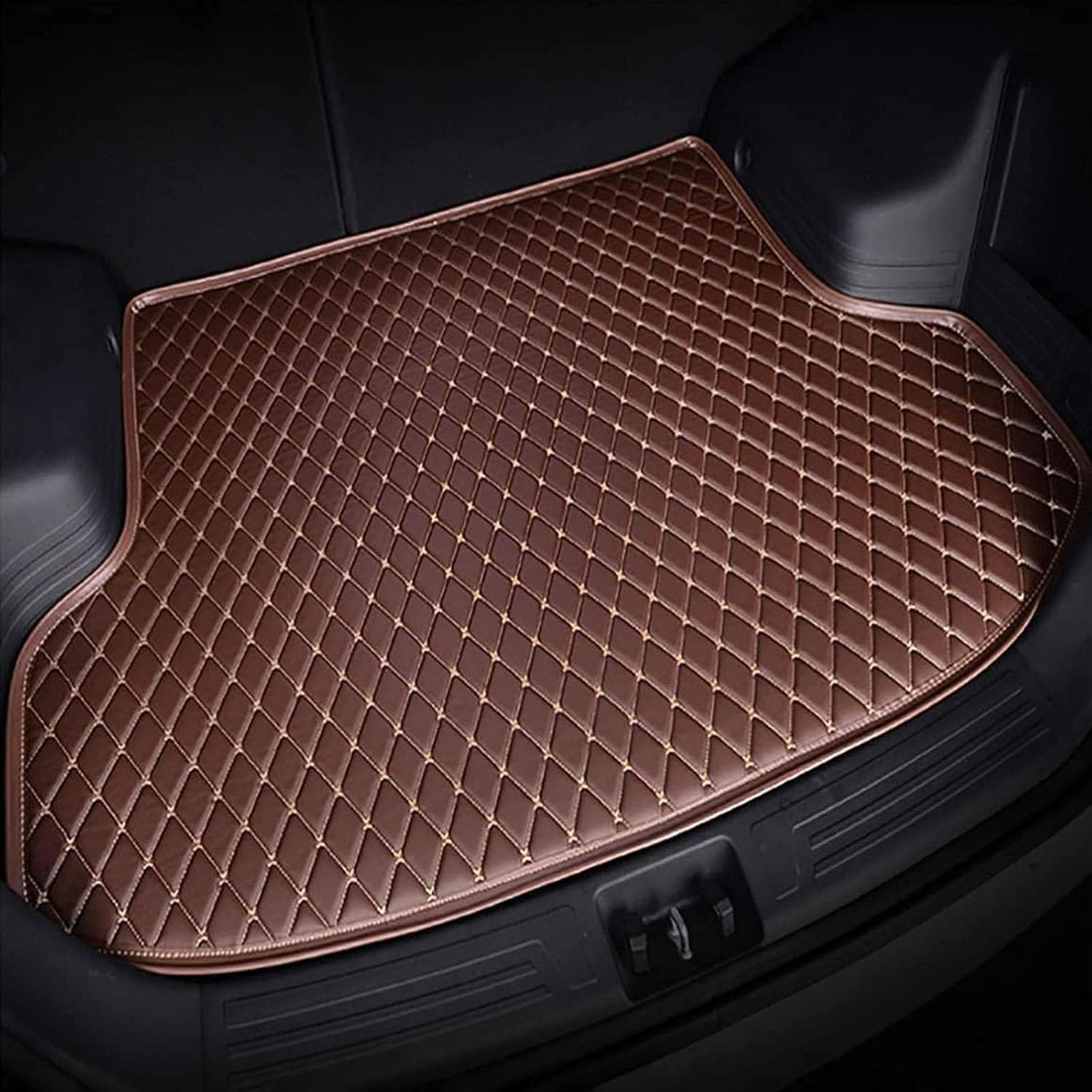 Car Cargo Liners for BMW 5 Series Sedan E34 1988-1996, Custom Car Cargo Mat Waterproof Anti-Slip All Weather Protection Leather Trunk Carpet,Brown