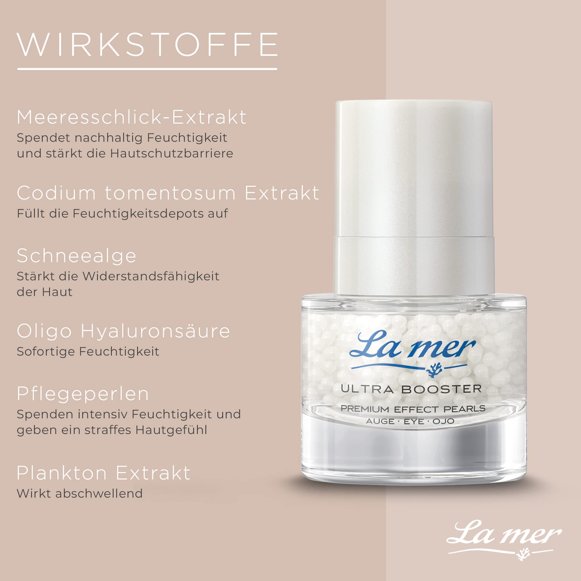 La mer Ultra Booster Premium Effect Pearls Auge - Regenerierende Augencreme gegen Schwellungen und Augenringe - Glättet Fältchen - Für intensive Feuchtigkeit und kühlendem Soforteffekt - 15 ml