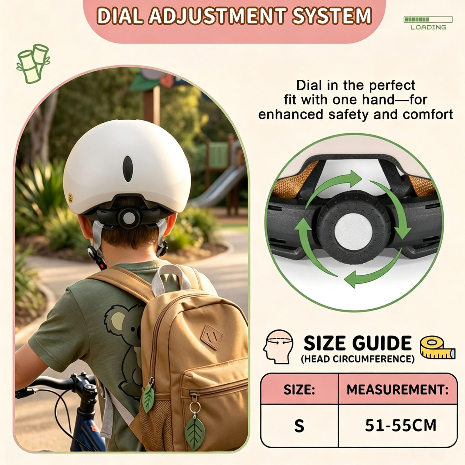 Casque de vélo pour enfant 48-52 cm - Casque pour tout-petits avec oreilles 3D - Casque réglable pour filles et garçons - Casque de skate léger pour vélo de route, scooter, vélo et patins à roulettes