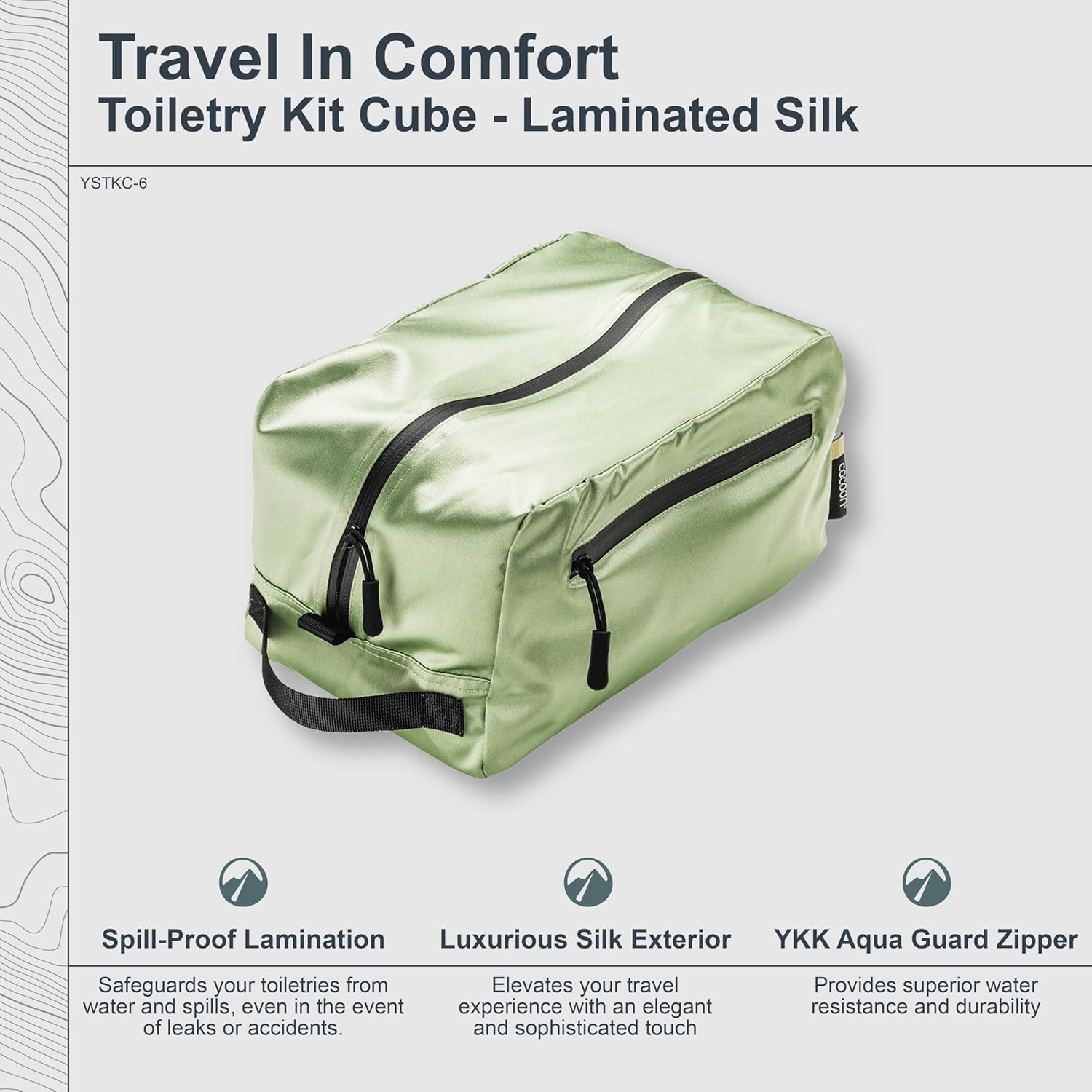 COCOON - Premium - Toiletry Kit Cube - Laminated Silk - Light Green