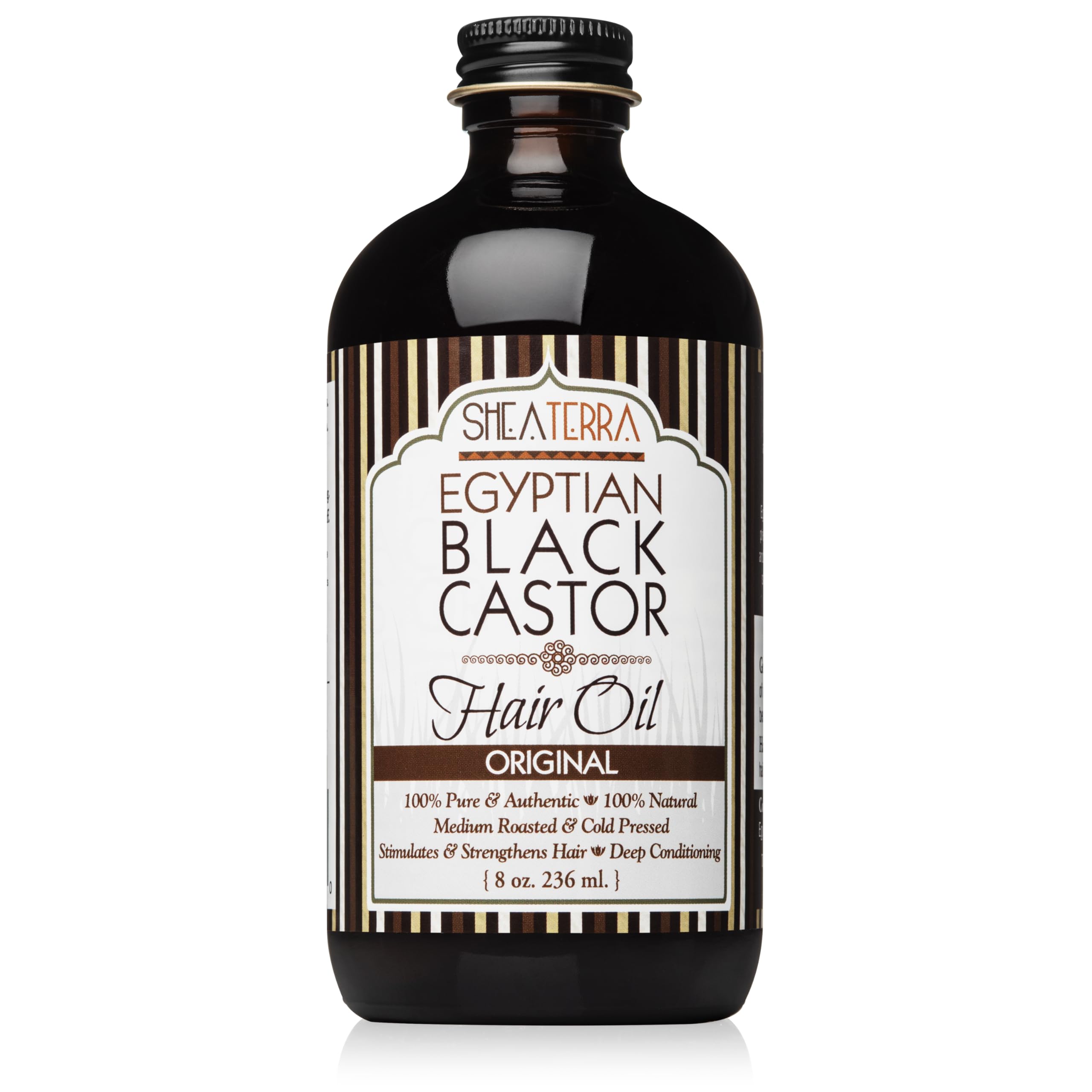 Shea Terra Organics Egyptian Black Castor Oil for Hair Growth - Original | All Natural Hair Treatment - 8 Oz