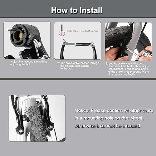 Miniatura 6 de Juego de frenos de bicicleta, kit completo de frenos para la mayoría de las bicicletas, bicicleta de montaña, freno híbrido delantero y trasero, kit