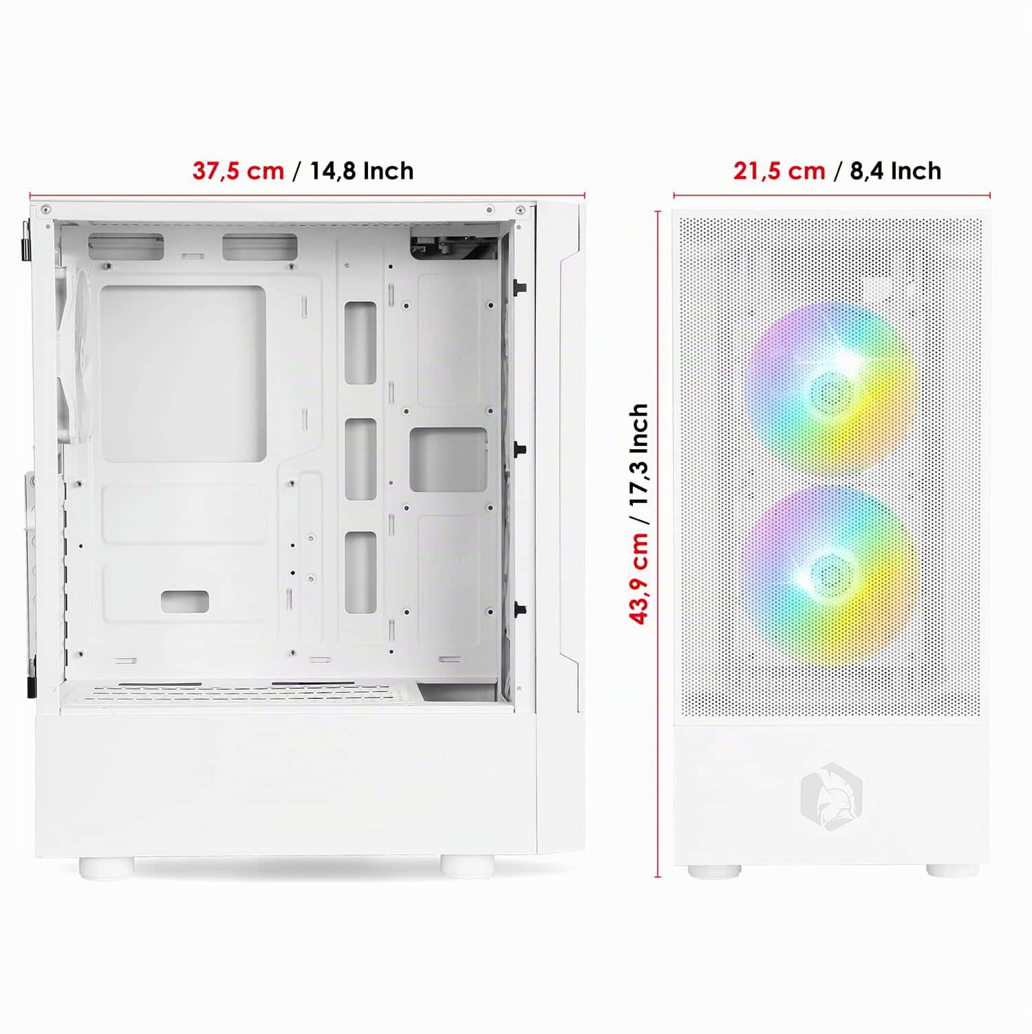 EMPIRE GAMING - Boitier PC Gamer Sapphire - ARGB Moyenne Tour ATX/Micro-ATX/ITX - Porte Latérale en Verre Trempé - 3 Ventilateurs 3 pins 5 Volts LED RGB Adressable 120MM - MB Sync - Blanc
