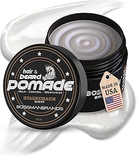 Hair & Beard Pomade for Men (Stagecoach Scent) – Medium Hold & Moisturizing for Hair, Beard & Mustache Styling – Made in USA