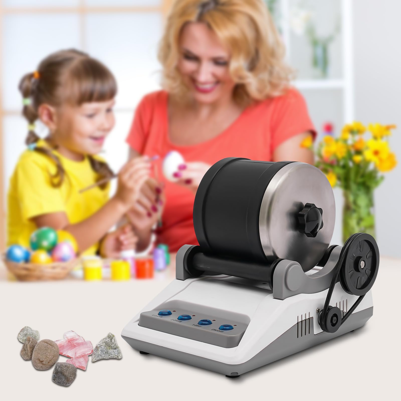 Steinschleifmaschine Set, Steinpoliermaschine mit 7-Tage-Timer und abnehmbarem Polierer Elektrisch Steinpolierer, DIY-Poliermaschinen-Set, für Kinder und Erwachsene