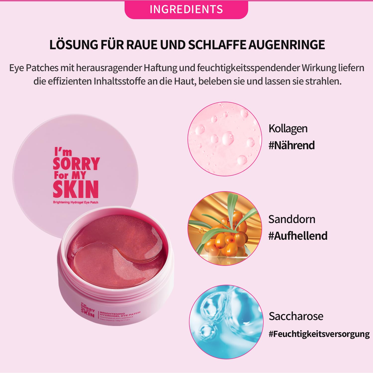 I'm Sorry For My Skin Hydrogel Eye Patch - Korean SkinCare Kollagen Augenpads gegen Augenringe mit Glow und anti falten soforteffekt - 60 Kollagen Augen pads (30 Paare) für strahlende Augenpflege