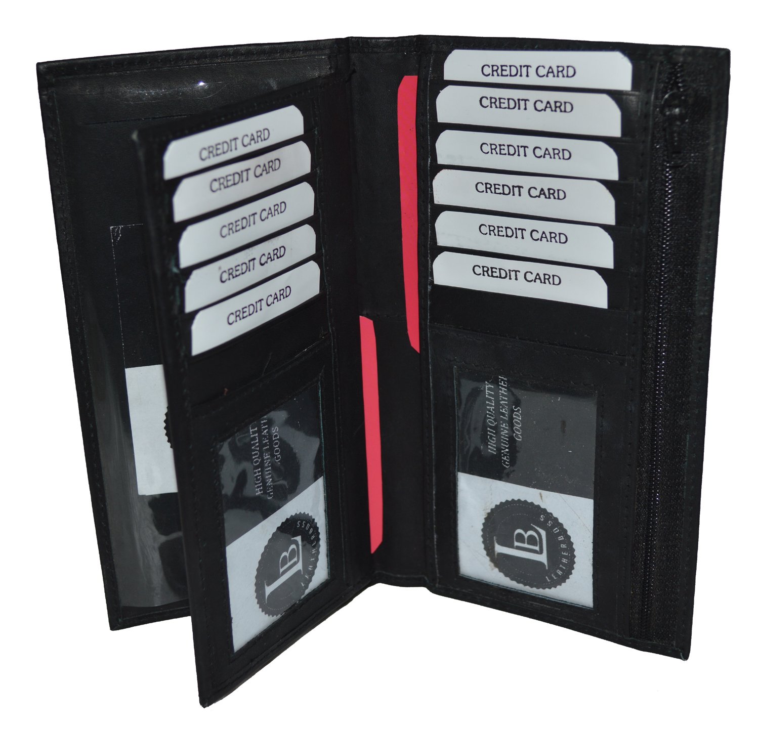 LB LEATHERBOSS Genuine Leather Checkbook Cover Wallet Organizer with Credit Card Holder (Black)