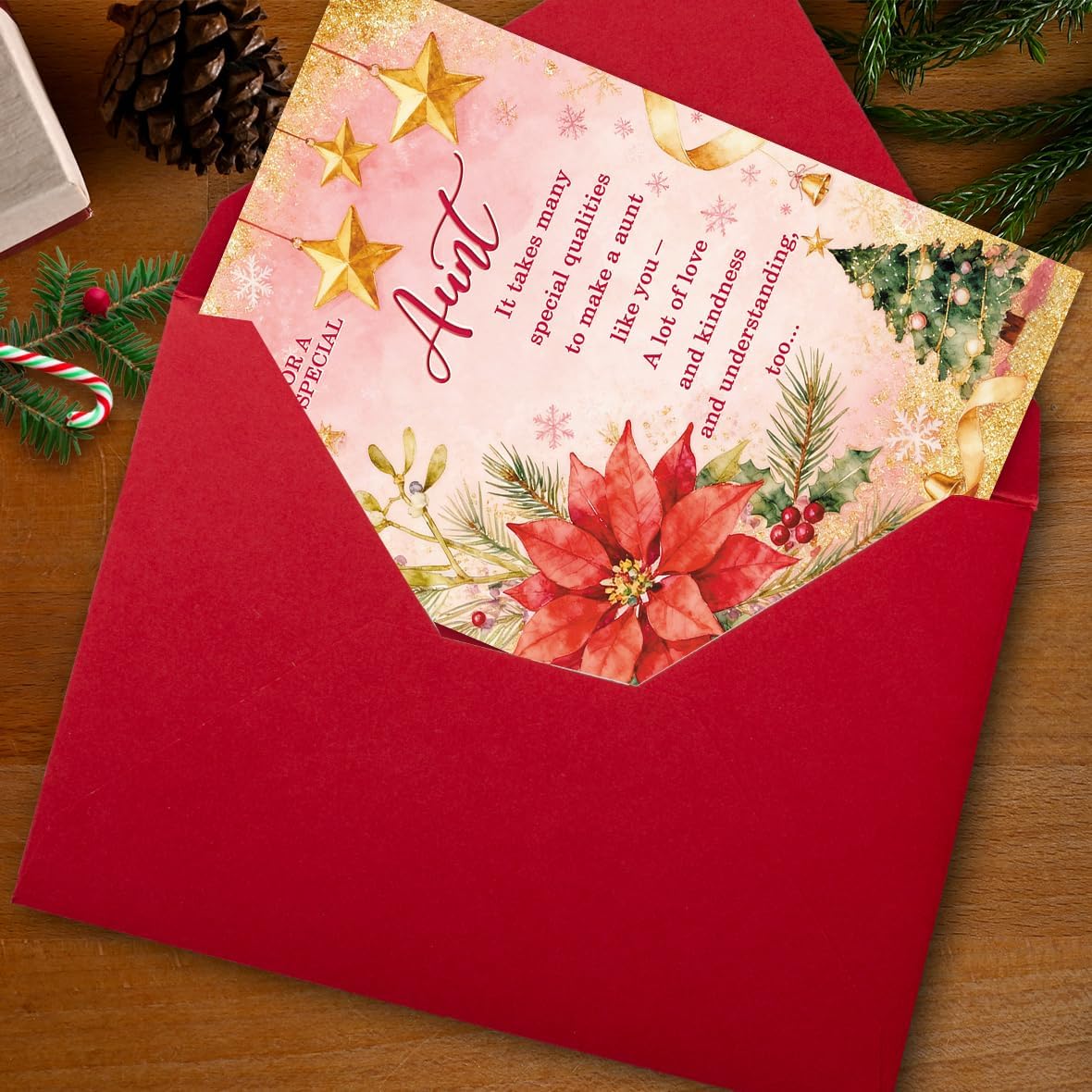 Christmas Card for Aunt, Aunt Merry Christmas Gift with Premium Envelope, 8x5.3 Inches, Double-Sided - Image 5