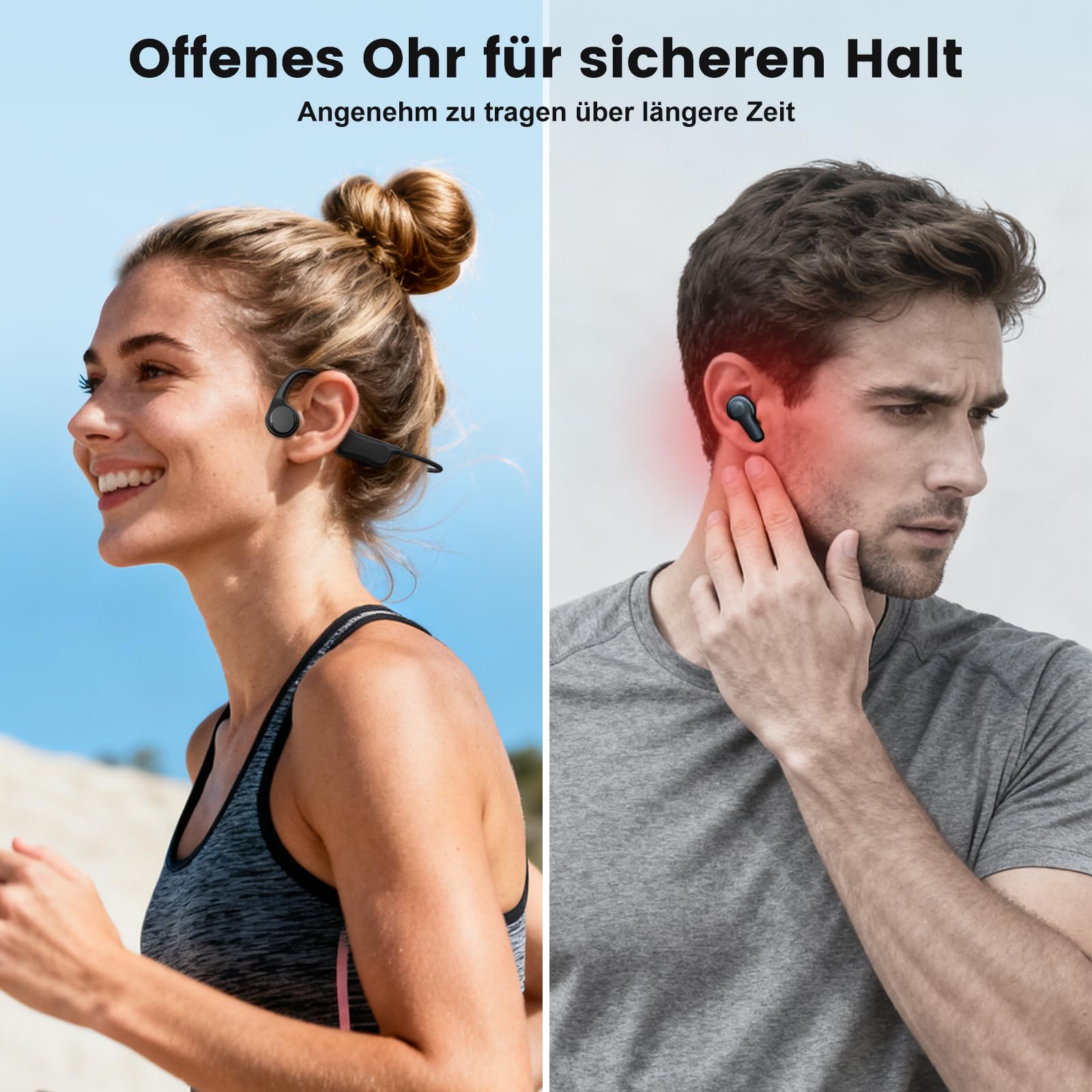 MANKIW Knochenschall Kopfhörer Bluetooth 6.0, Open Ear Sportkopfhörer, Typ-C Schnellladung, IPX5 Wasserdicht Bone Conduction Headphones für Laufen, Fitness, Autofahren