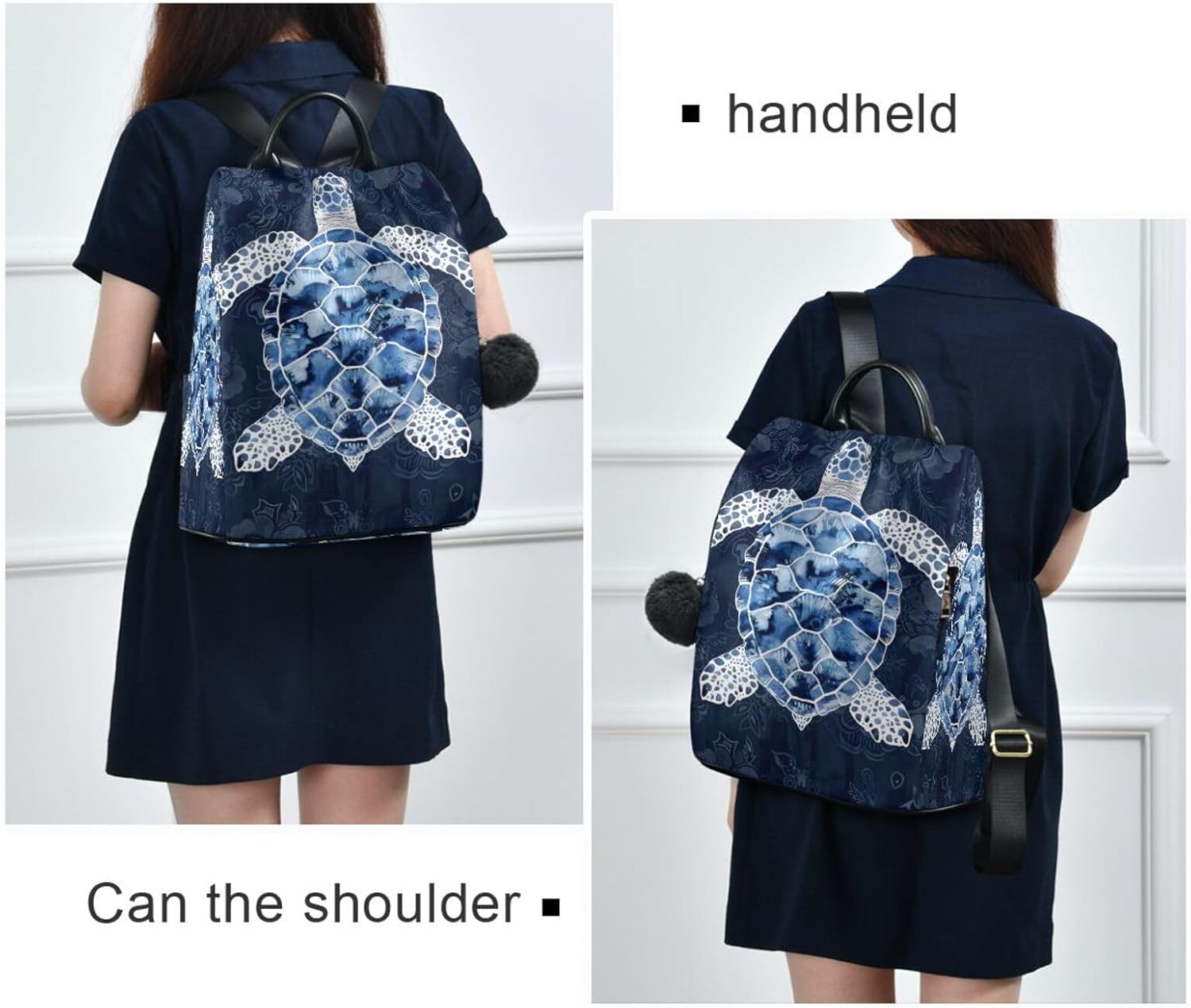 ALAZA Blue White Sea Turtle Backpack Purse for Women Anti Theft Travel Bag Fashion Back Pack Shoulder Bag Handbag - Image 7