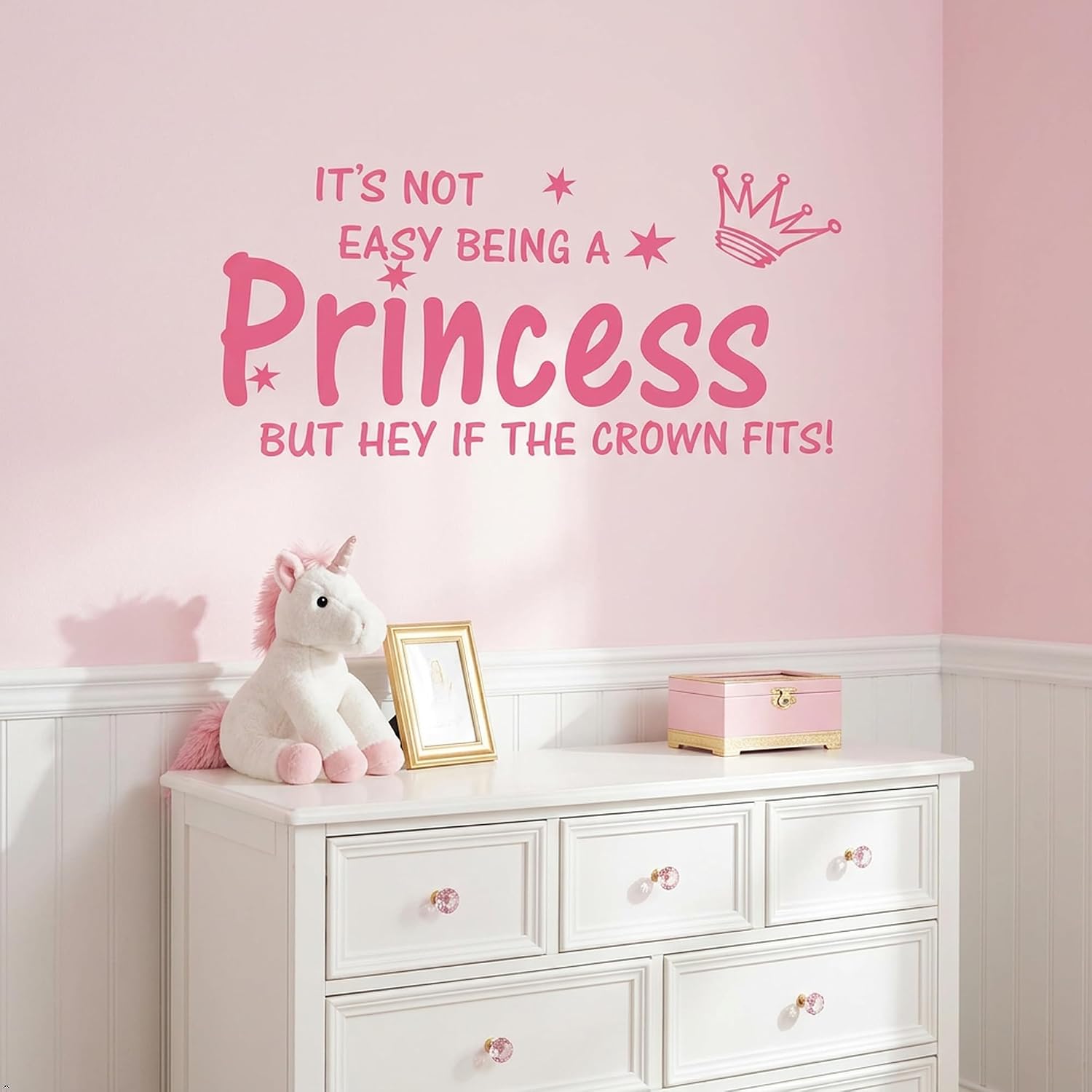 Blinggo NOT Easy Being A Princess Girl Wall Quote Sticker Graphic Vinyl Home Kid décor Pink 10" X 22" image 5