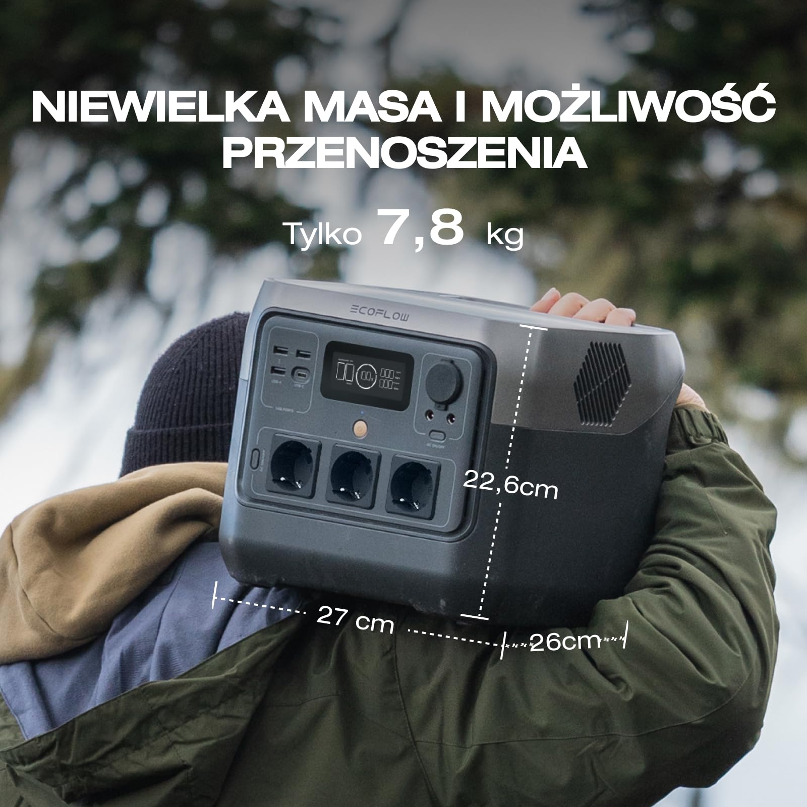 Przenośna elektrownia EF ECOFLOW RIVER 2 Pro, generator słoneczny 768 Wh z LiFeP04, szybkie ładowanie w 70 minut, 3x gniazda AC 800 W, zasilanie balkonu do zasilania awaryjnego/kempingu