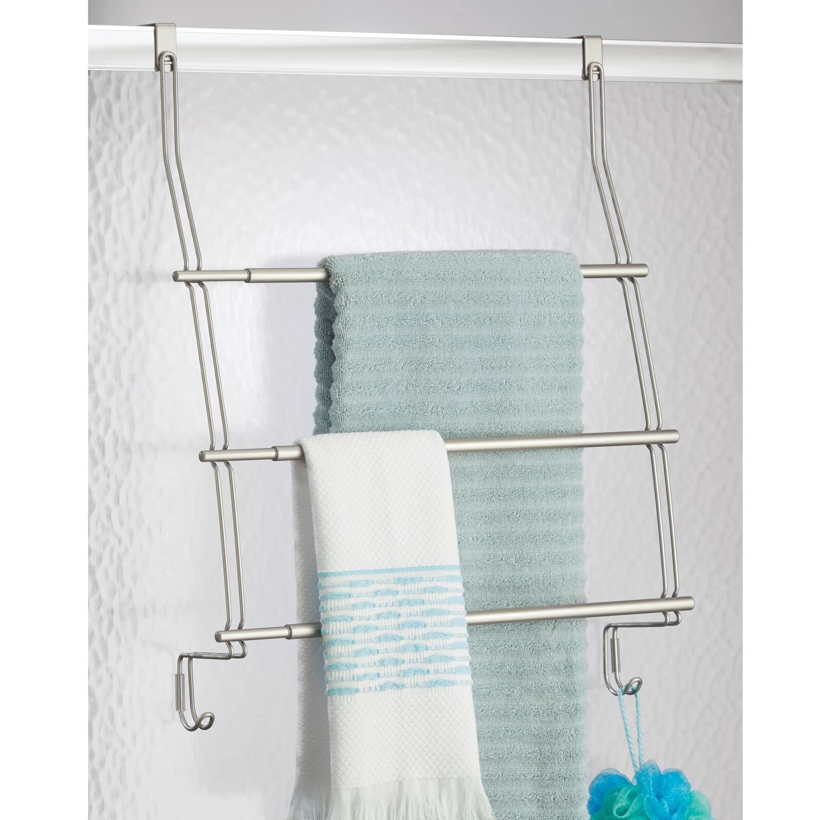 MDesign Porte-Serviettes Sans Perçage – Accroche Serviettes De Porte En Acier Inoxydable Robuste, Idéal Douche, Cuisine Ou Chambre