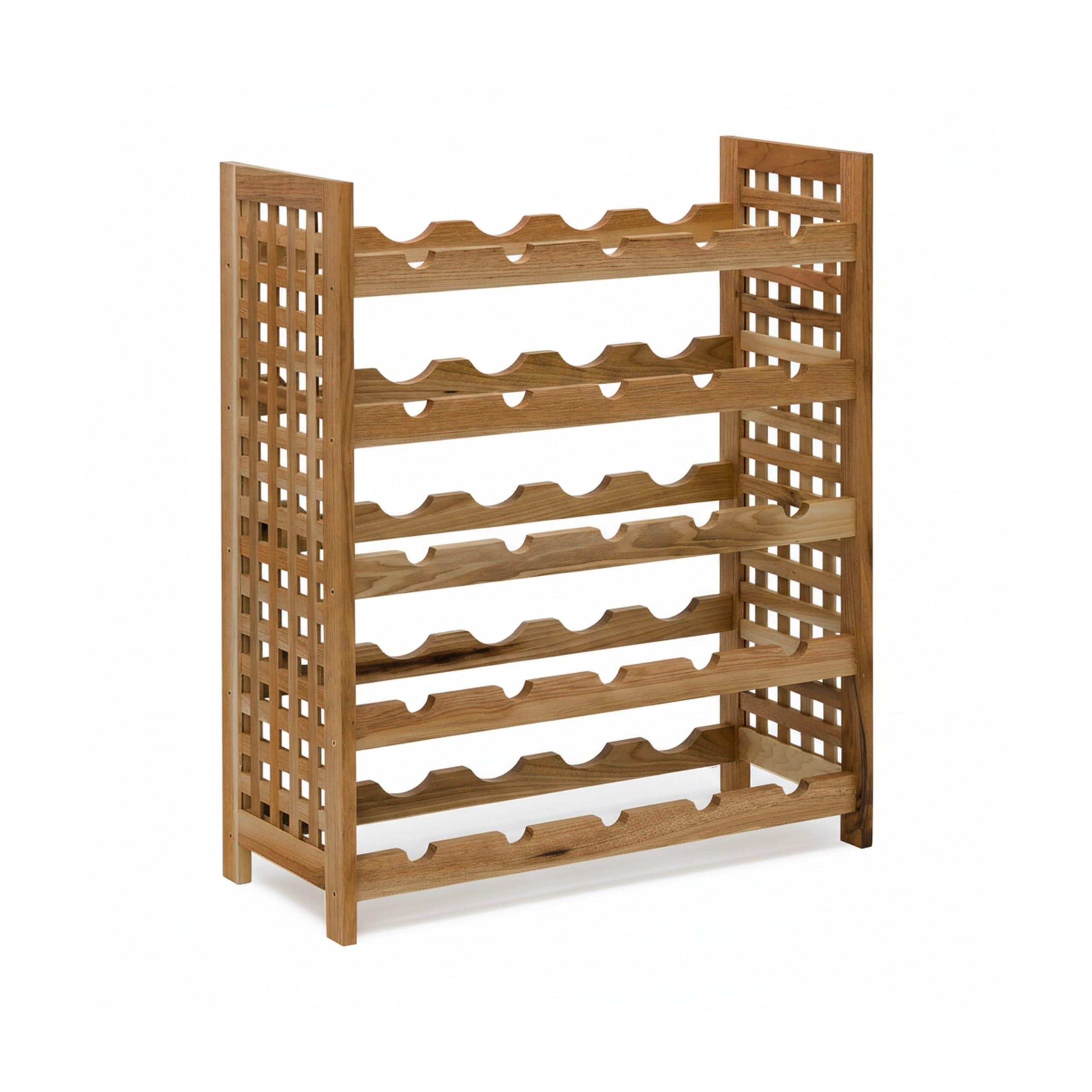 Relaxdays Botellero Vino para 25 Botellas, 73 x 63 x 25 cm, Estante Botellas Madera Nogal, 5 Niveles, Marrón Natural