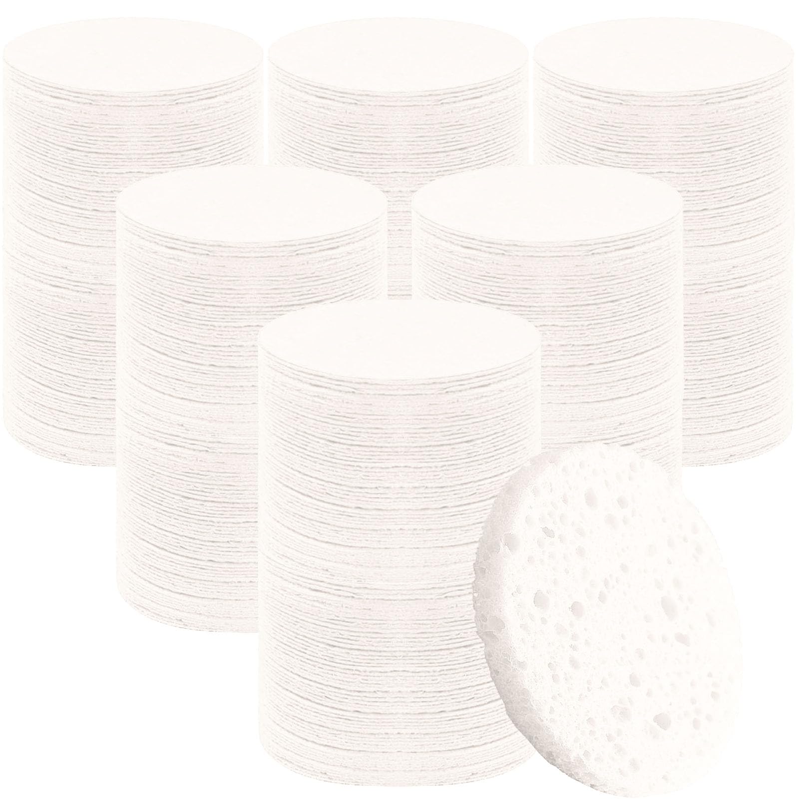Beieverluck 300 esponjas faciales comprimidas para limpieza de celulosa natural, desechables, esponja de spa para limpieza facial, exfoliante, maquillaje o eliminación de máscaras, color blanco