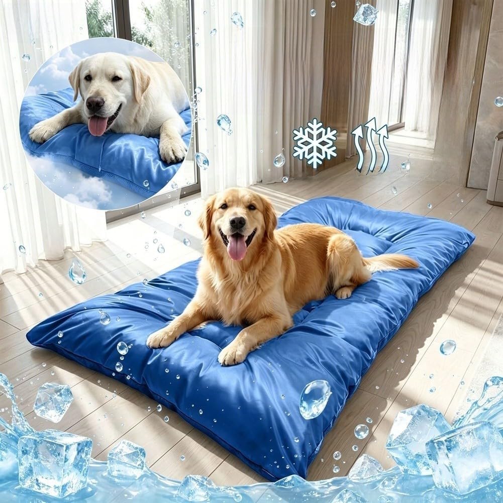 Große Kühlmatte aus Eisseide für Hunde, atmungsaktive Polyesterfaser für warmes Wetter