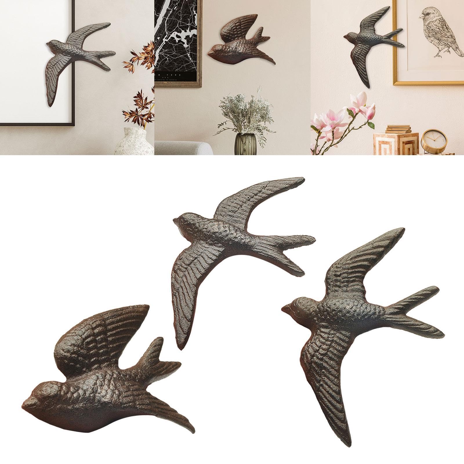 Flying Bird Wall Decor Decoration Black Statue for Courtyard Outdoor Porch S-image-3