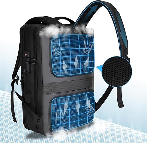 Miniatura 3 de JUMO CYLY Mochila de viaje antirrobo para portátil, resistente al agua, con puerto de carga USB, mochila de trabajo para computadora con bloqueo TSA