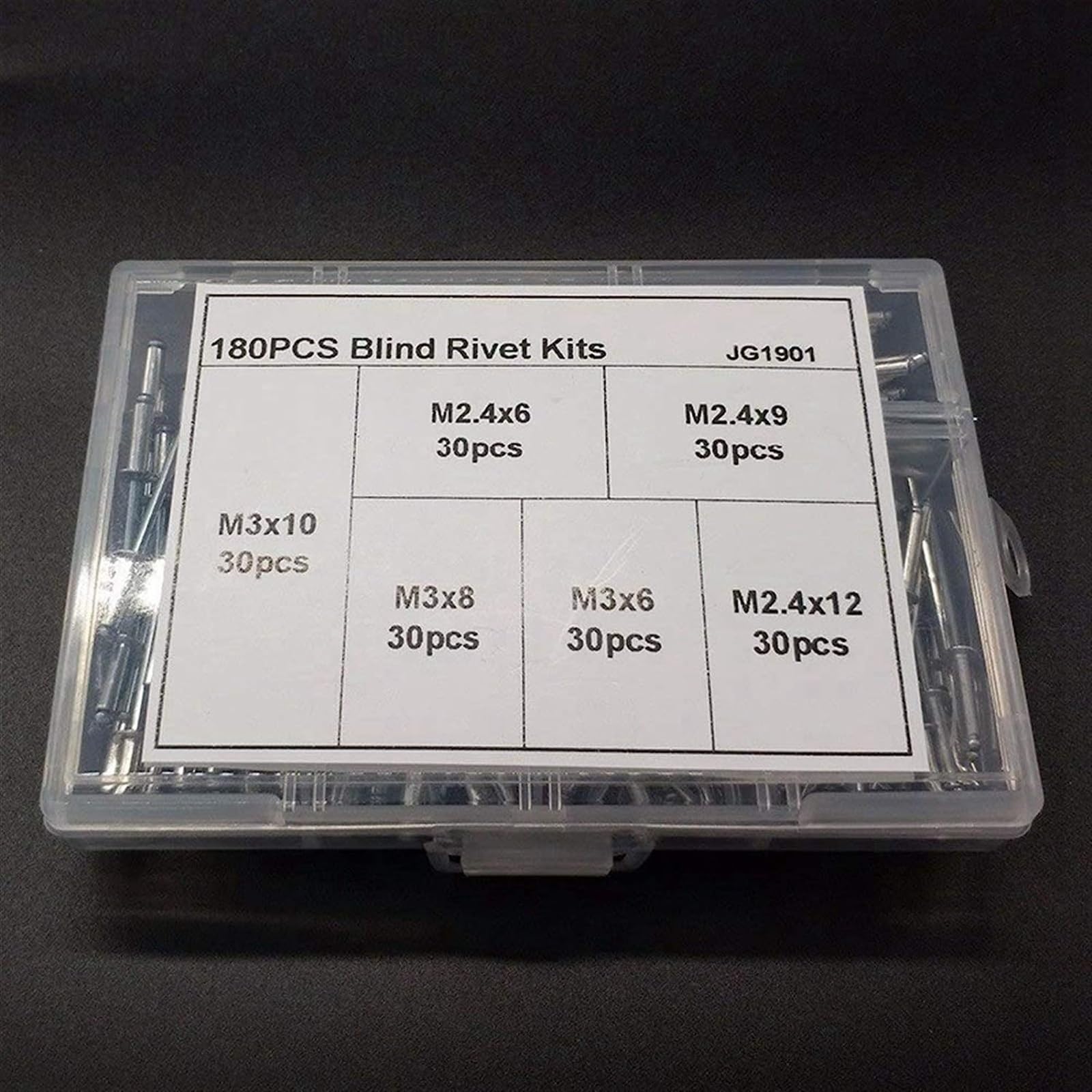 KanDuo Nietmuttern, Verbindungselemente, Muttern, Nieten, 180 Stück, Nageldekoration, Aluminium-Blindniete, Nieten-Sets for Möbel, Sortimentsset, robust und langlebig