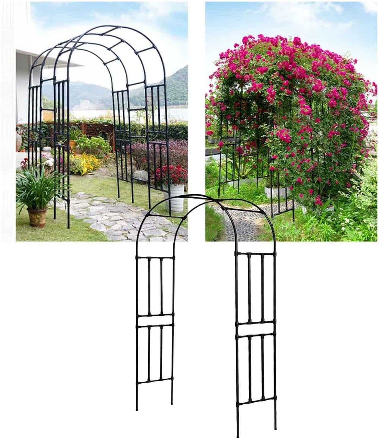 Arche de jardin métallique blanche grande taille pour rosier et plante grimpante