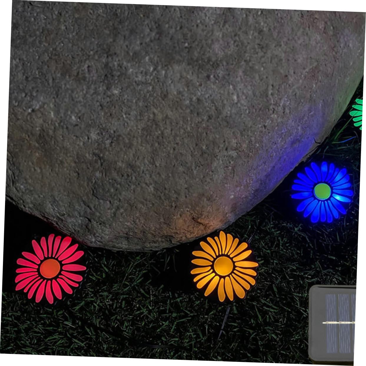 Luce Solare da Giardino a Crisantemo, Inserto Nero in Plastica Resistente