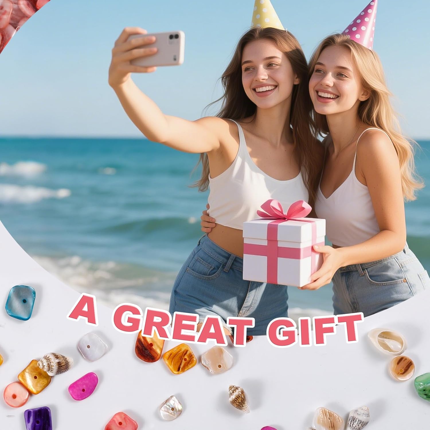 PPCLION Pearl Shell Beads Bracelet Making Kit Bracelet and Heart Beads Elastic Threads for Jewelry Necklace Making - Image 7