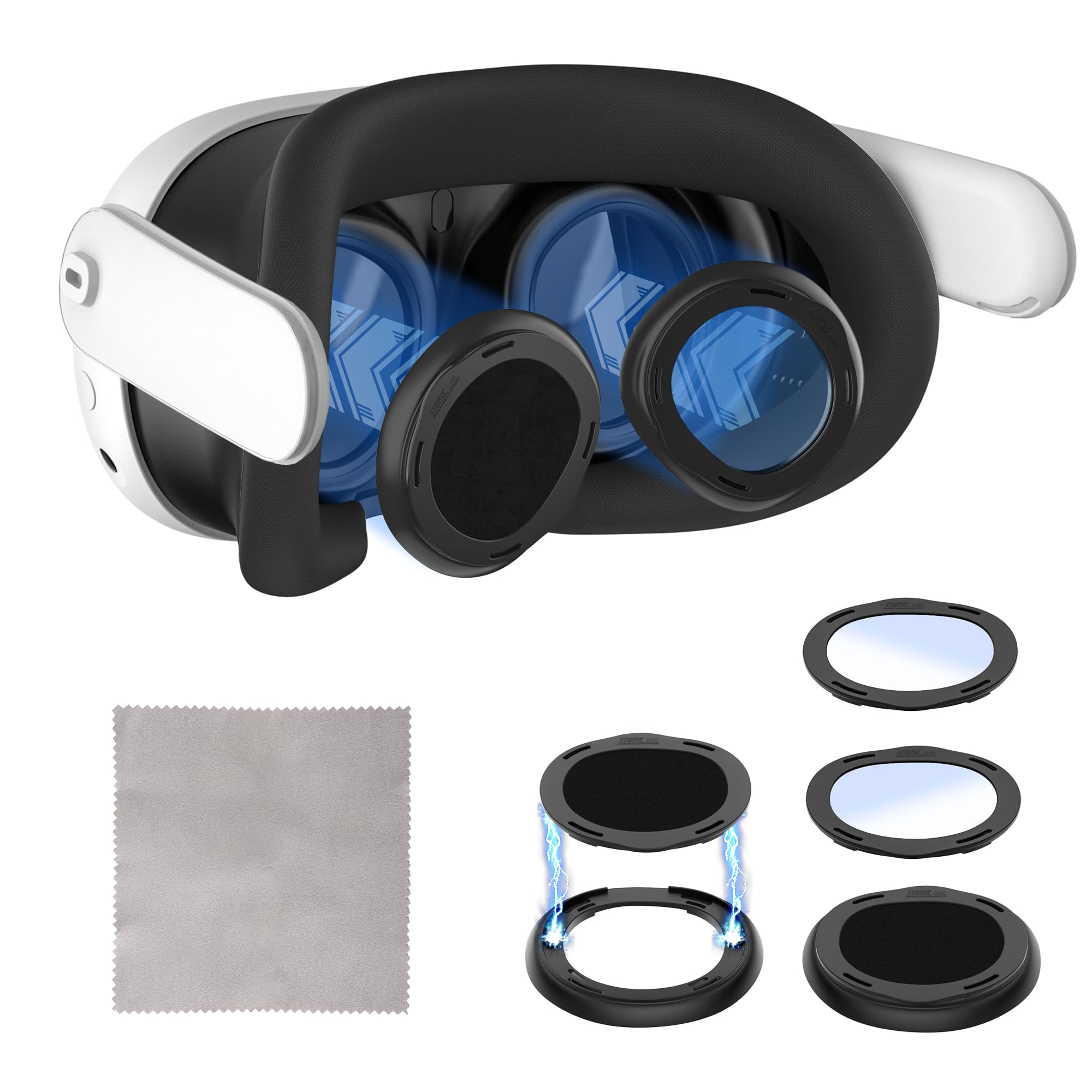 Lens Protector Anti Fog Kit for Meta Quest 3, Lens Protector Cover Compatible with Oculus Quest 3, Glasses Spacer Accessories with Blue Light Blocking Glasses for Meta Quest 3