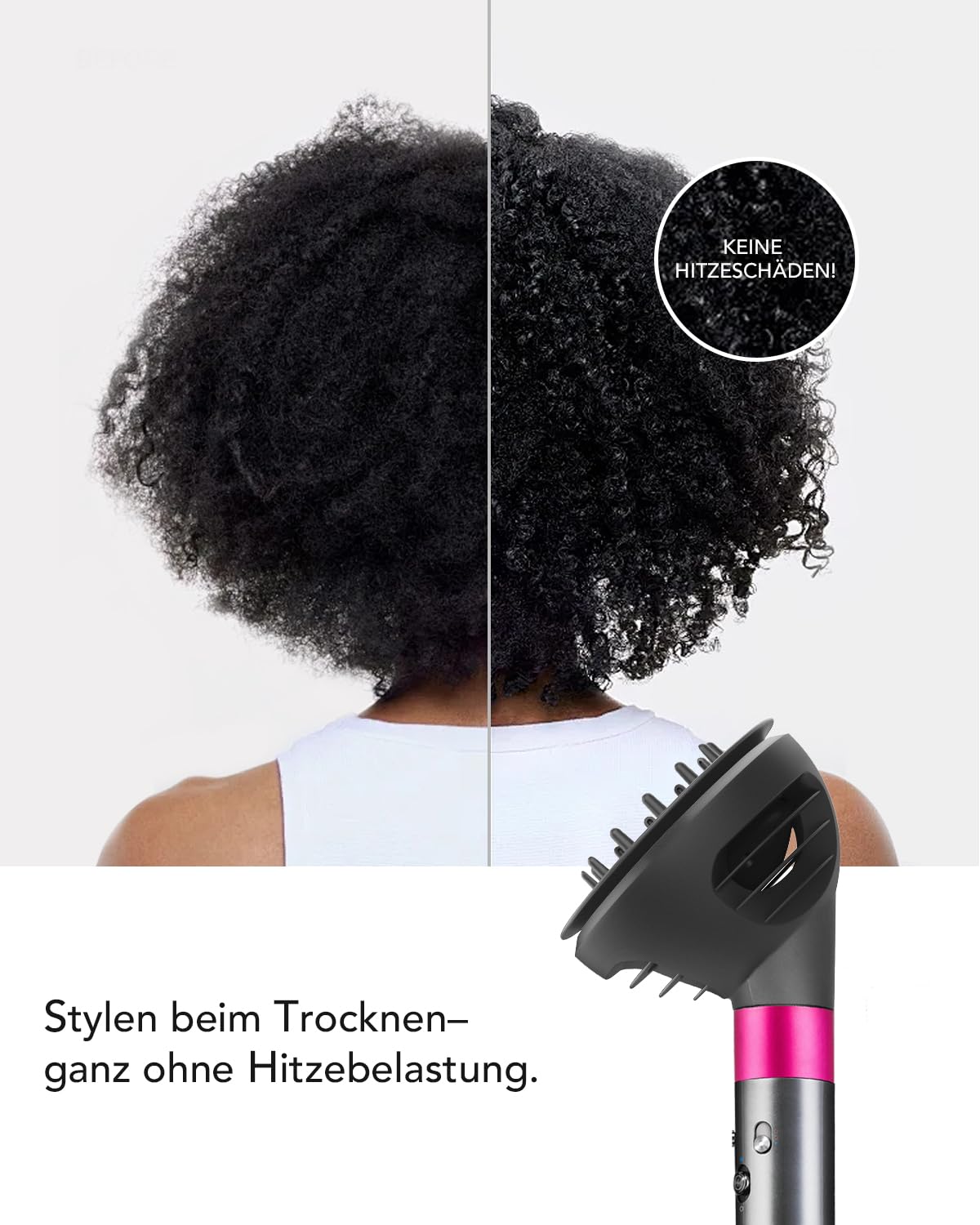 Wellen und Locken Diffusor-Aufsatz für Dyson Airwrap, kompatibel mit HS01/HS05/HS08, Neues Design mit 2 Luftstrom-Modi für mehr Volumen, Struktur & Definition bei lockigem & welligem Haar, Grau