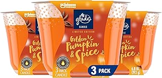 3-Wick Jar Candle, Golden Pumpkin & Spice Scent, 6.8 Oz, 3 Count